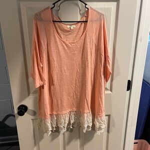 Kori Coral Lace Trim Blouse